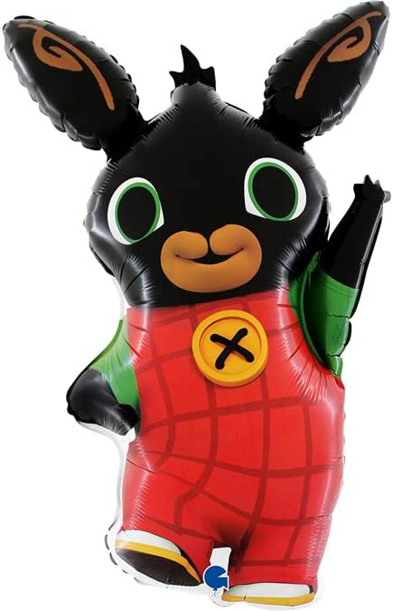 Grabo Bing Birthday Balloon, Bing Foil Balloon with Straw for Inflating, Colourful Balloons Made in Italy 53 x 78 cm