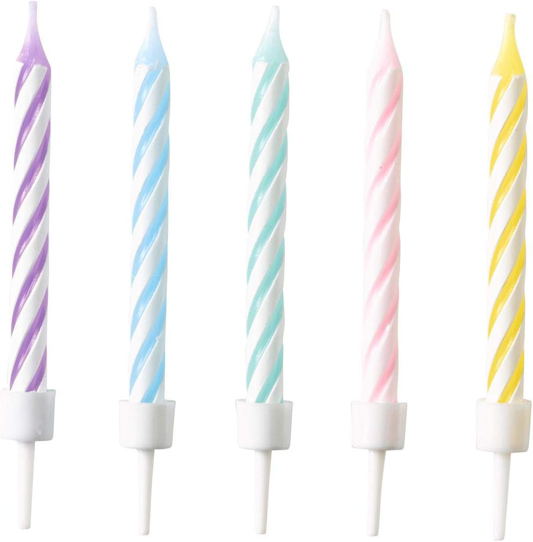 Amscan 9904360-10 Pastel Rainbow Spiral Candles Height 6.3 cm Decoration, Lilac