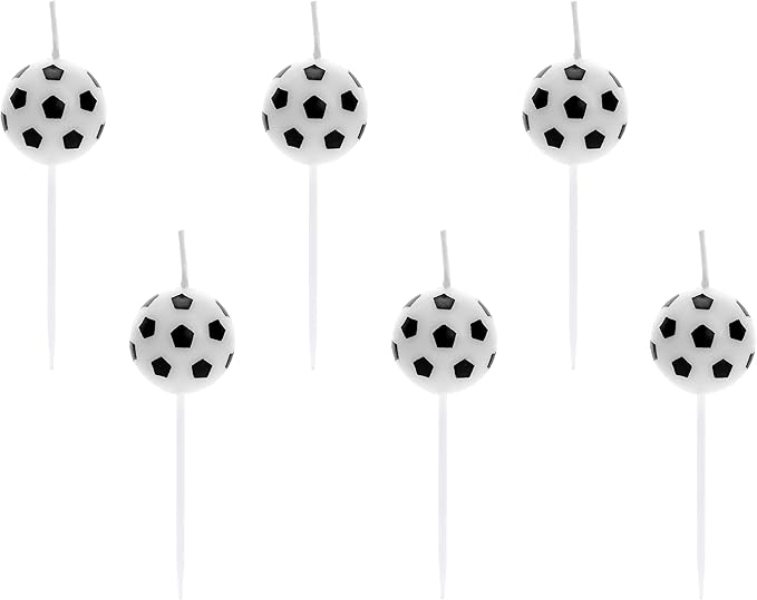 PartyDeco Birthday Candles Football 2.5 cm Pack of 6 Birthday Party Decoration Birthday Party Event Birthday Party