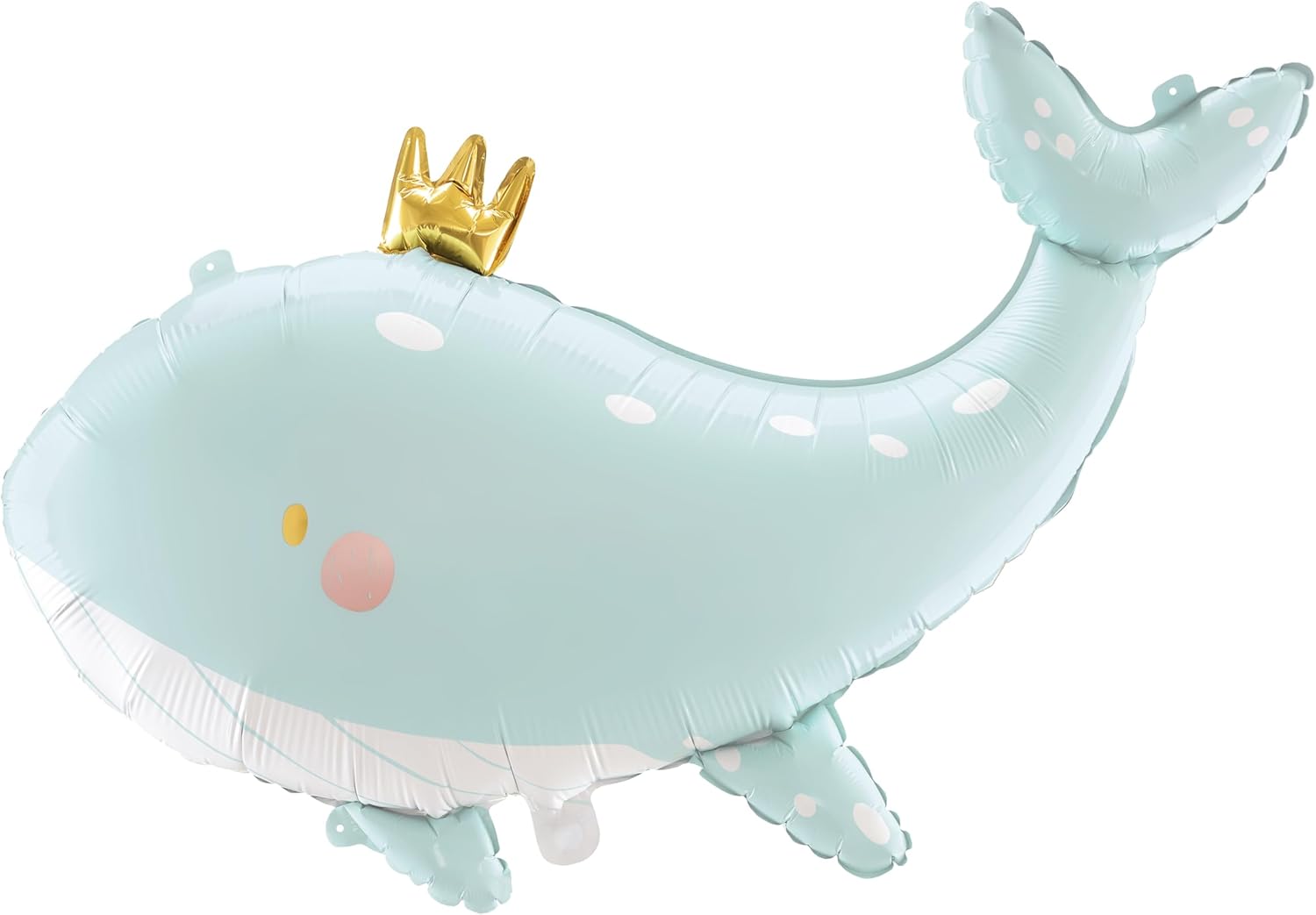 PartyDeco Foil Balloon Whale with Crown 78 x 50 cm - XXL Balloon for Helium or Air - Balloon for Birth Baby Shower Baby Shower Boy Girl Birthday - Foil Balloon as Birthday Decoration - Light Blue