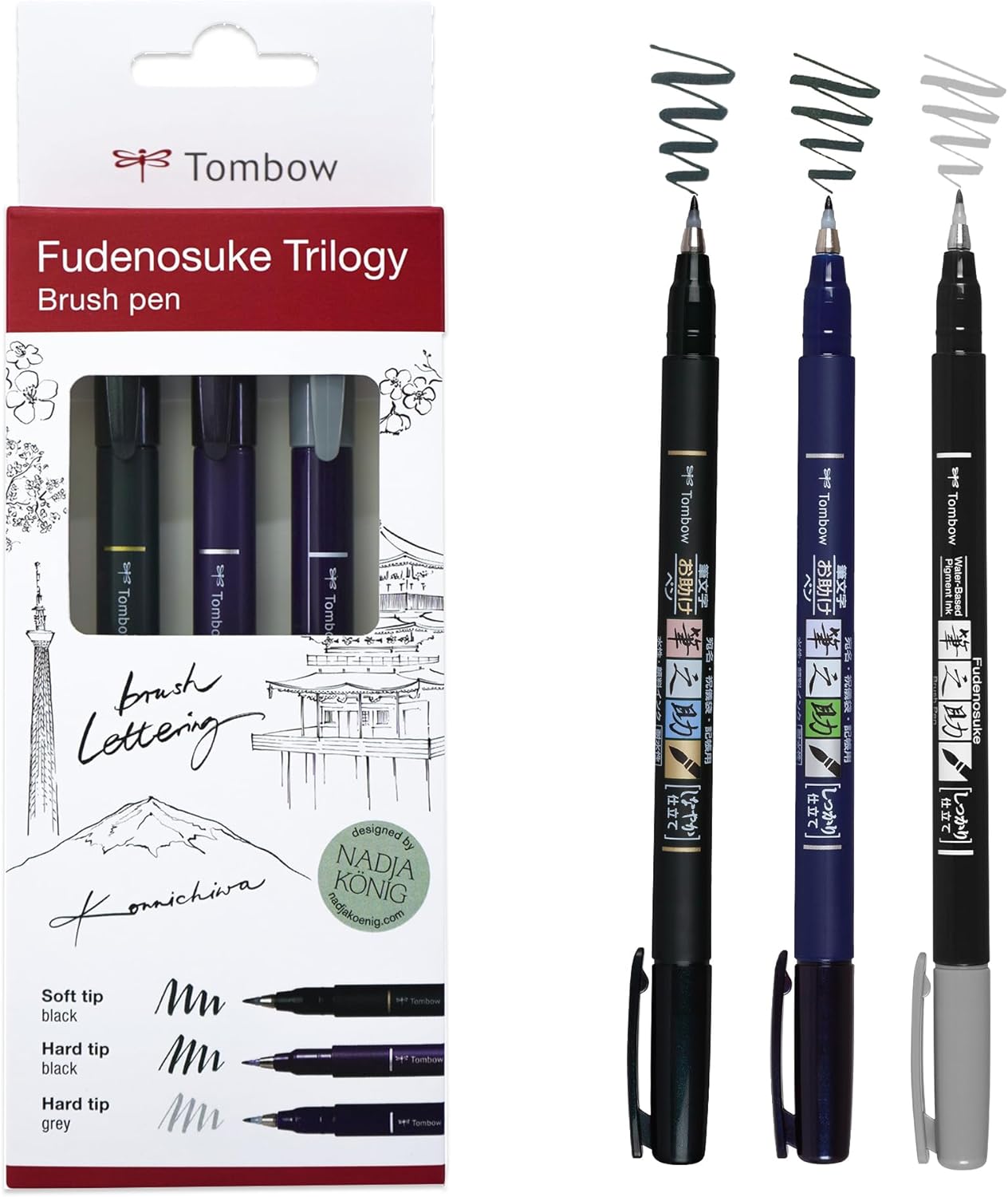 Tombow c set, contents: 3 c soft and grey, for calligraphy, lettering, sketching, WS-BHS-3P