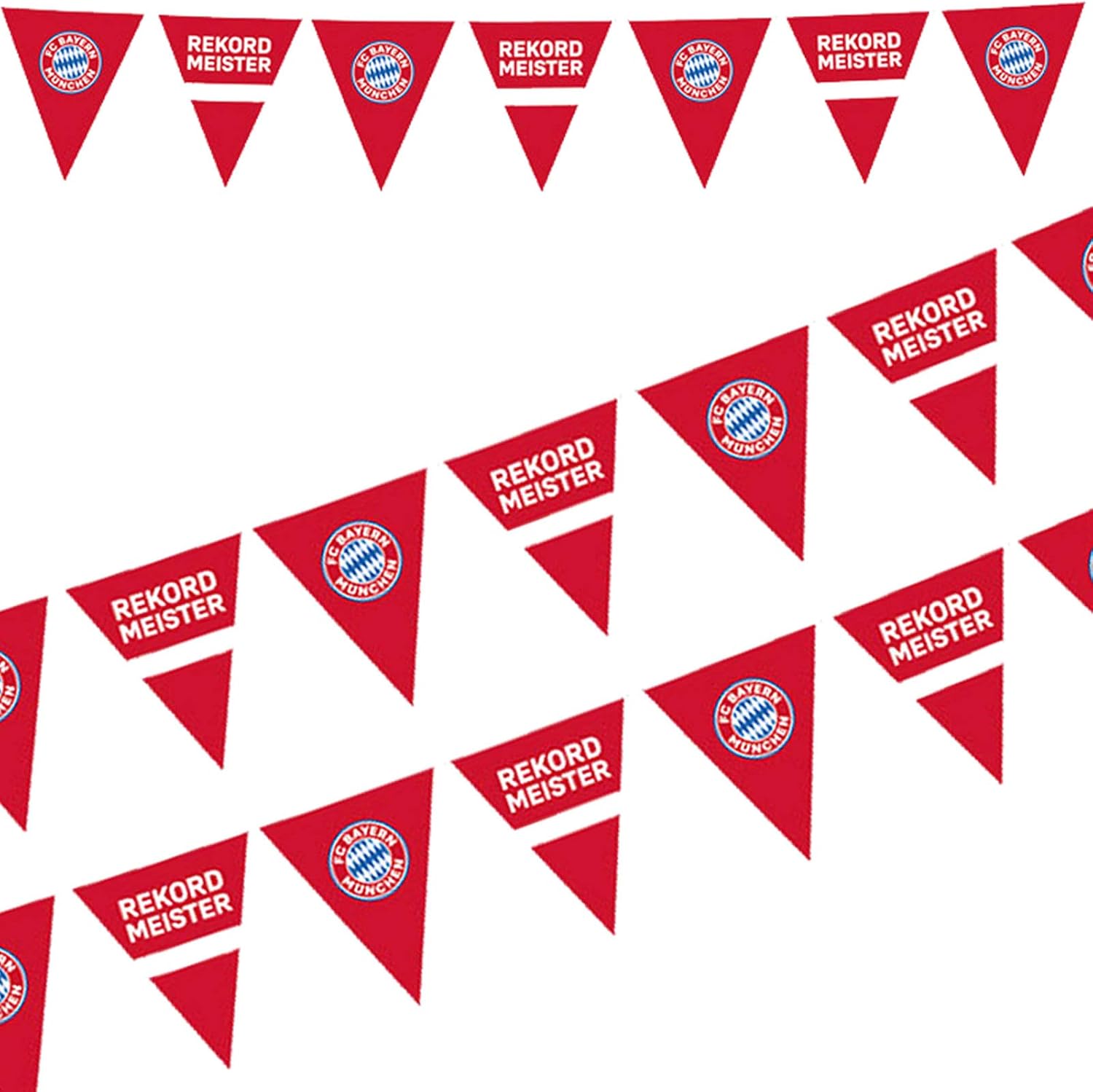 Amscan 9906516 FC Bayern Munich Bunting, Size 400 x 19.5 cm, Plastic, Garland for Fan or Football Party, Hanging Decoration, Record Champion