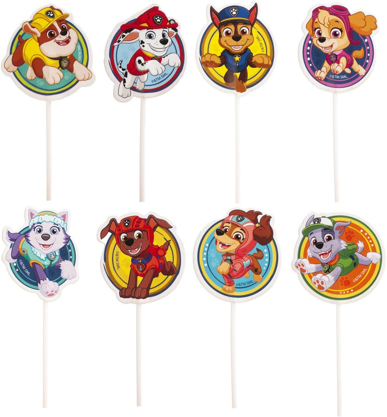 dekora - Set for Cupcakes and Muffin Decoration Birthday - Paw Patrol Cupcake Toppers Made of Paper - 16 Pieces in 8 Different Designs