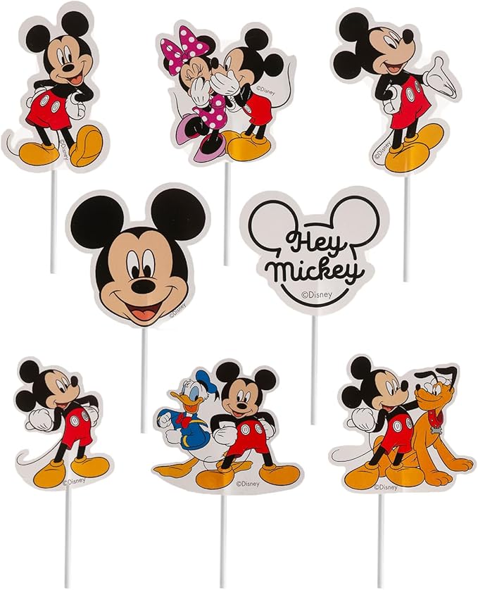 dekora - Set for Cupcakes and Muffin Decoration Birthday - Mickey Mouse Cupcake Toppers Made of Paper - 16 Pieces in 8 Different Designs