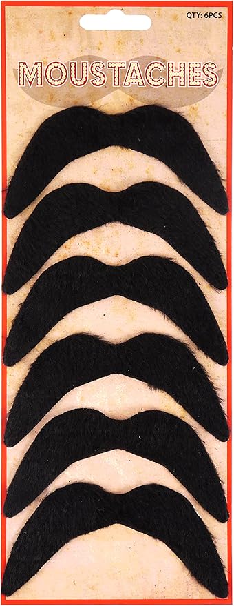 HENBRANDT Pack of 6 False Moustaches Self-Adhesive I Costume Self-Adhesive I Man Accessories I Mexican 70s Gringo