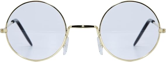 P'TIT CLOWN - Fake Eyeglasses - Non Correction Lenses - Adult Unisex - Complete Fancy Dress Santa Claus, Detective, Schoolboy, Carnival, Halloween, Cosplay, Costume Party (Gold)
