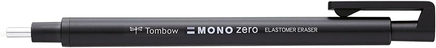 Tombow Gomme de précision MONO Zero rechargeable - Pointe ronde - Diamètre : 2,3 mm - Noir + 2 recharges de gommes