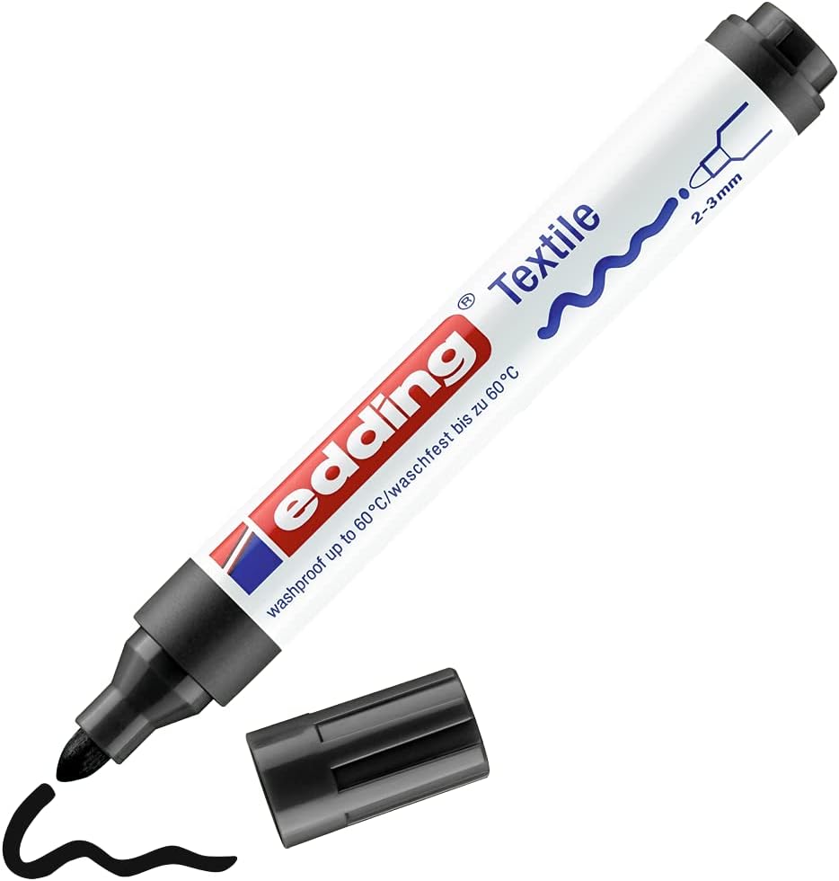 edding 4500 Textile marker - black - 1 pen - 2-3 mm round tip - textile felt machine washable (60 °C) for decorating fabric - textile marker