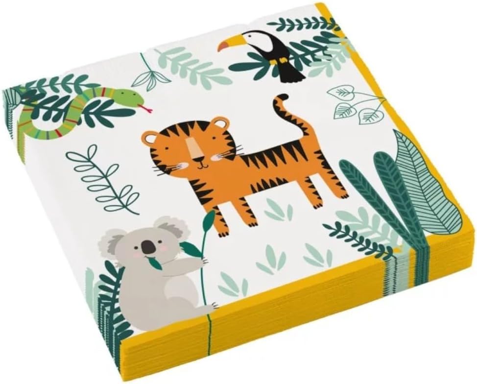amscan 9909348 Set of 16 Safari Napkins 33 x 33 cm, 10239478, Mehrfarbig, Centre