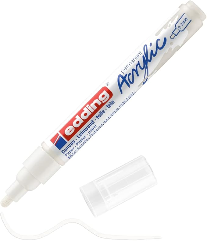 edding 8200 Seal Marker - White - 1 Pen - Round Tip 2-4 mm - for Refreshing and Lightening Dirty Joints - Waterproof, High Coverage, Quick Drying - for Kitchen and Bathroom