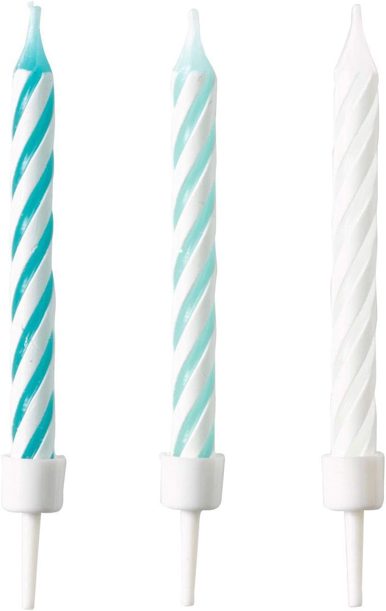Amscan 9904365 Birthday Candles, Pack of 10, Aqua Glamor, Cake Candles, Children's Birthday, 7.5 cm