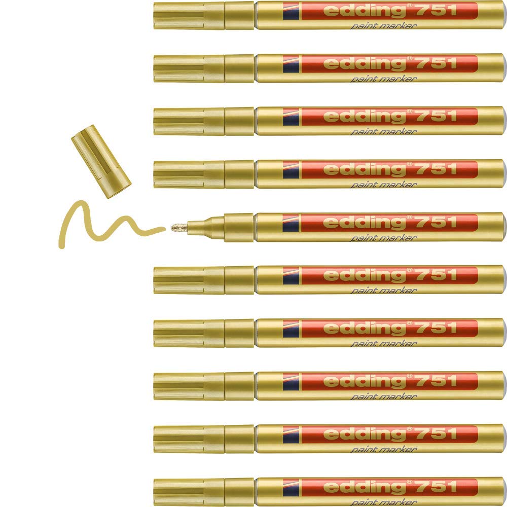 edding 751 marquer peinture - blanc - 10 stylos - pointe ronde 1-2mm - pour dessin, coloriage, scrapbooking - étanche, très opaque