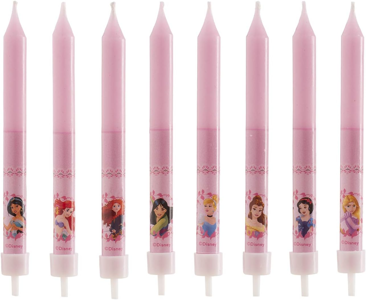Dekora - 346175 Princesses Set of 8 Pink Wax Stick Candles 8 x 8 x 12 cm