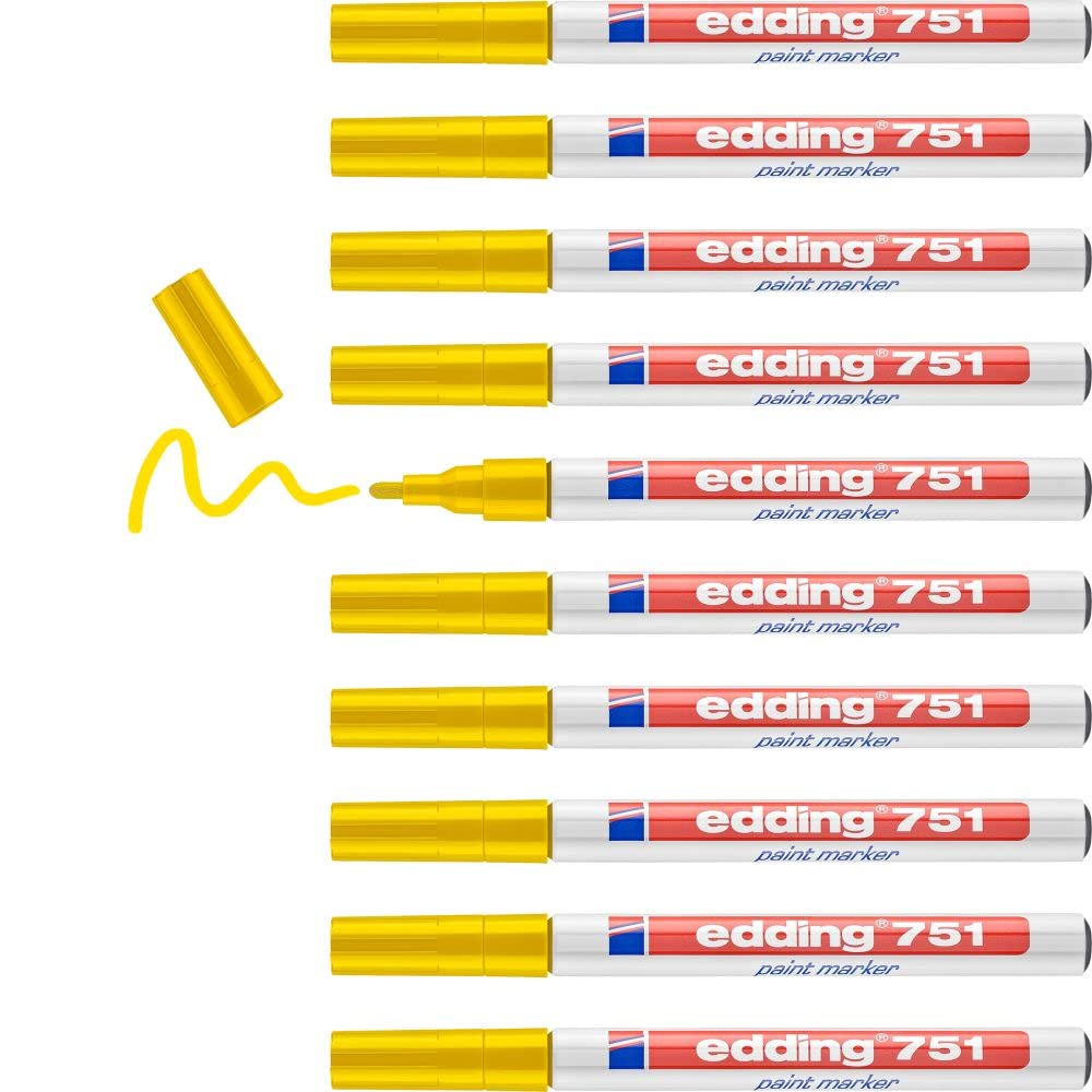 edding 751 marquer peinture - blanc - 10 stylos - pointe ronde 1-2mm - pour dessin, coloriage, scrapbooking - étanche, très opaque