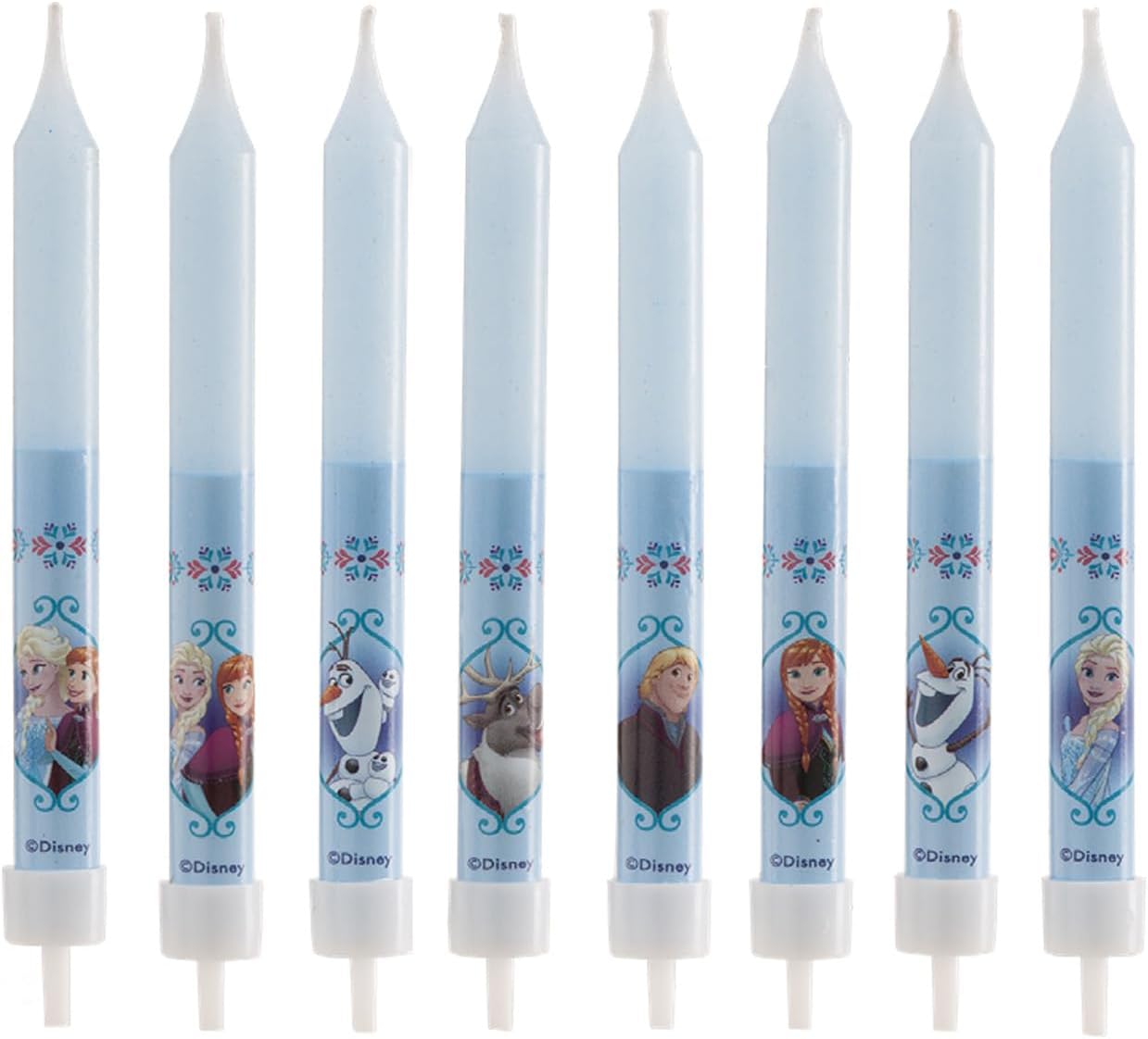Dekora - 346174 Frozen Rozenn Set of 8 Blue Wax Stick Candles, 8 x 8 x 12 cm