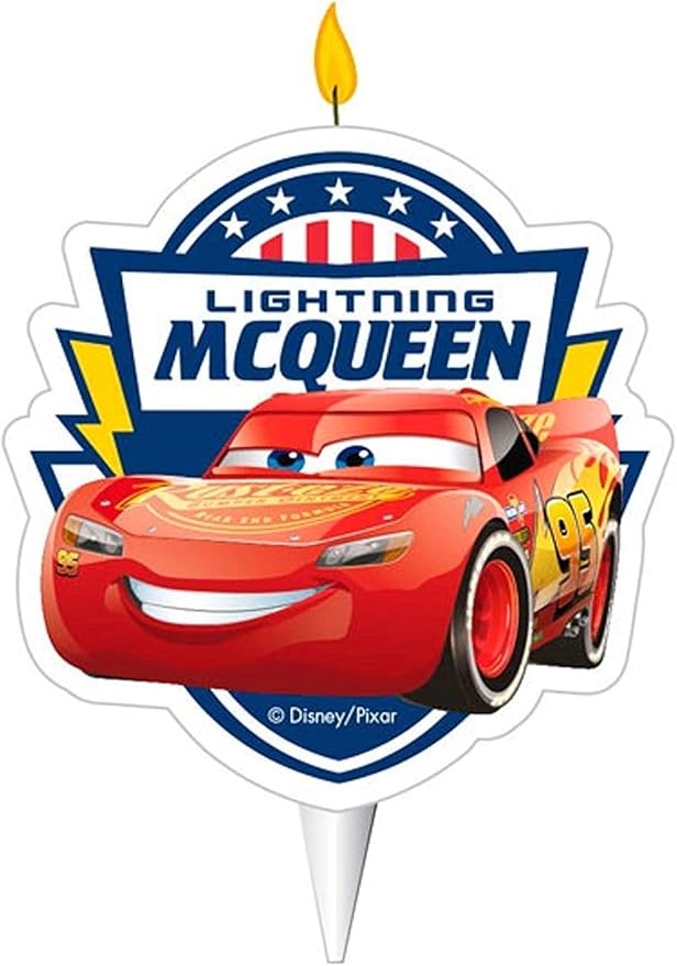 dekora - Original Birthday Candles, Flash McQueen 2D Birthday Candle for Kids Cakes - 7.5cm 346215 Multicolor