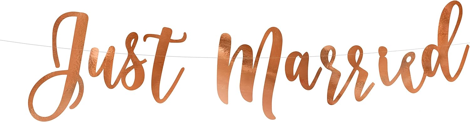 Banner Just Married, Rose Gold, 20x77cm