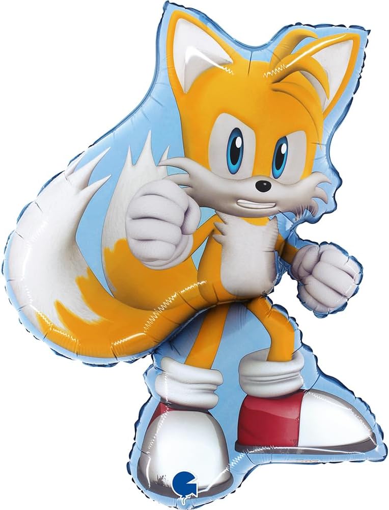 Grabo Sonic Balloon for Children's Party in the Shape of Sonic, in Foil with Straw to Inflate it. Colourful Balloons Made in Italy 56 x 66 cm