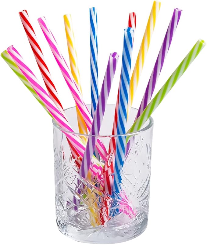 Boland 30297 Reusable Straws, Pack of 12, Length 21 cm, Assorted Colours, with Cleaning Brush, Straw Set, Party Tableware, Drink