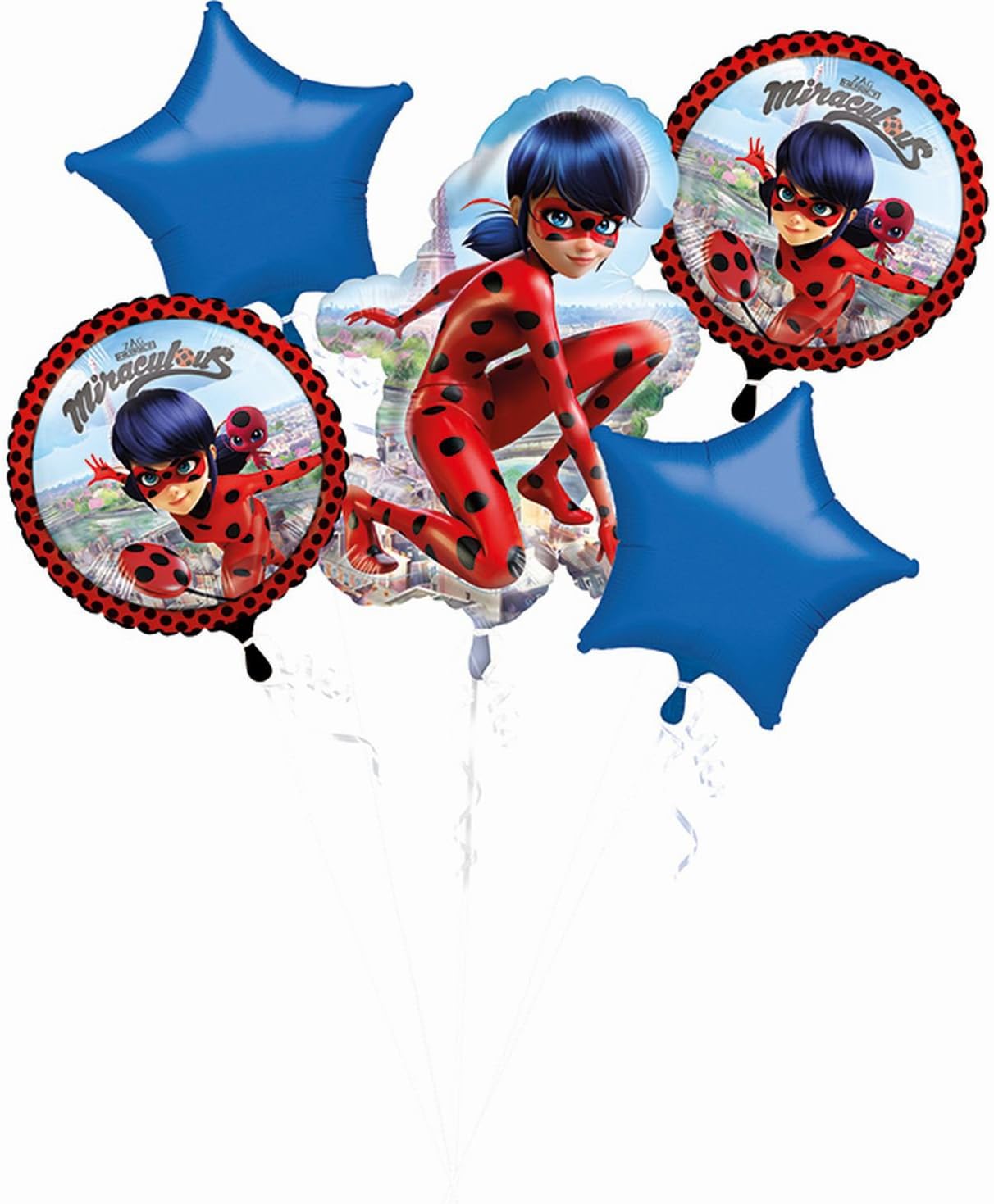Amscan 3796501 Foil Balloons Miraculous Ladybug Gift Pack of 5