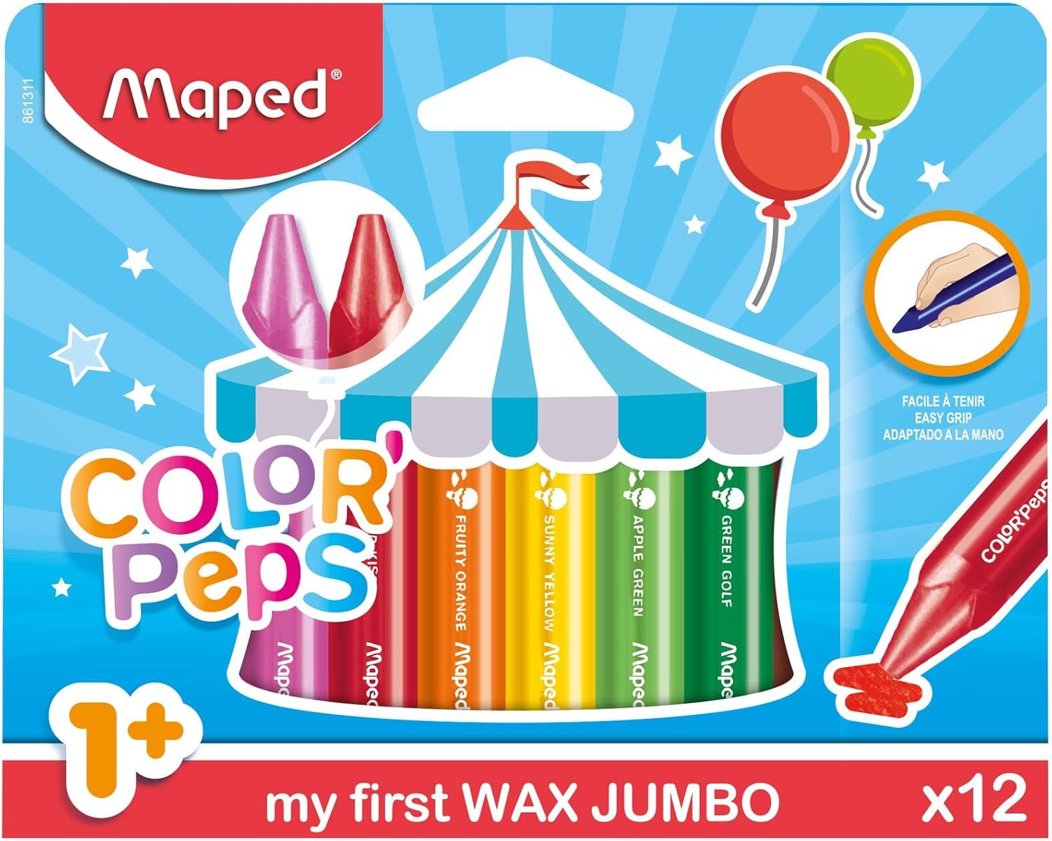 MAPED Wachsmalstifte COLOR'PEPS WAX JUMBO, 12er Kartontui