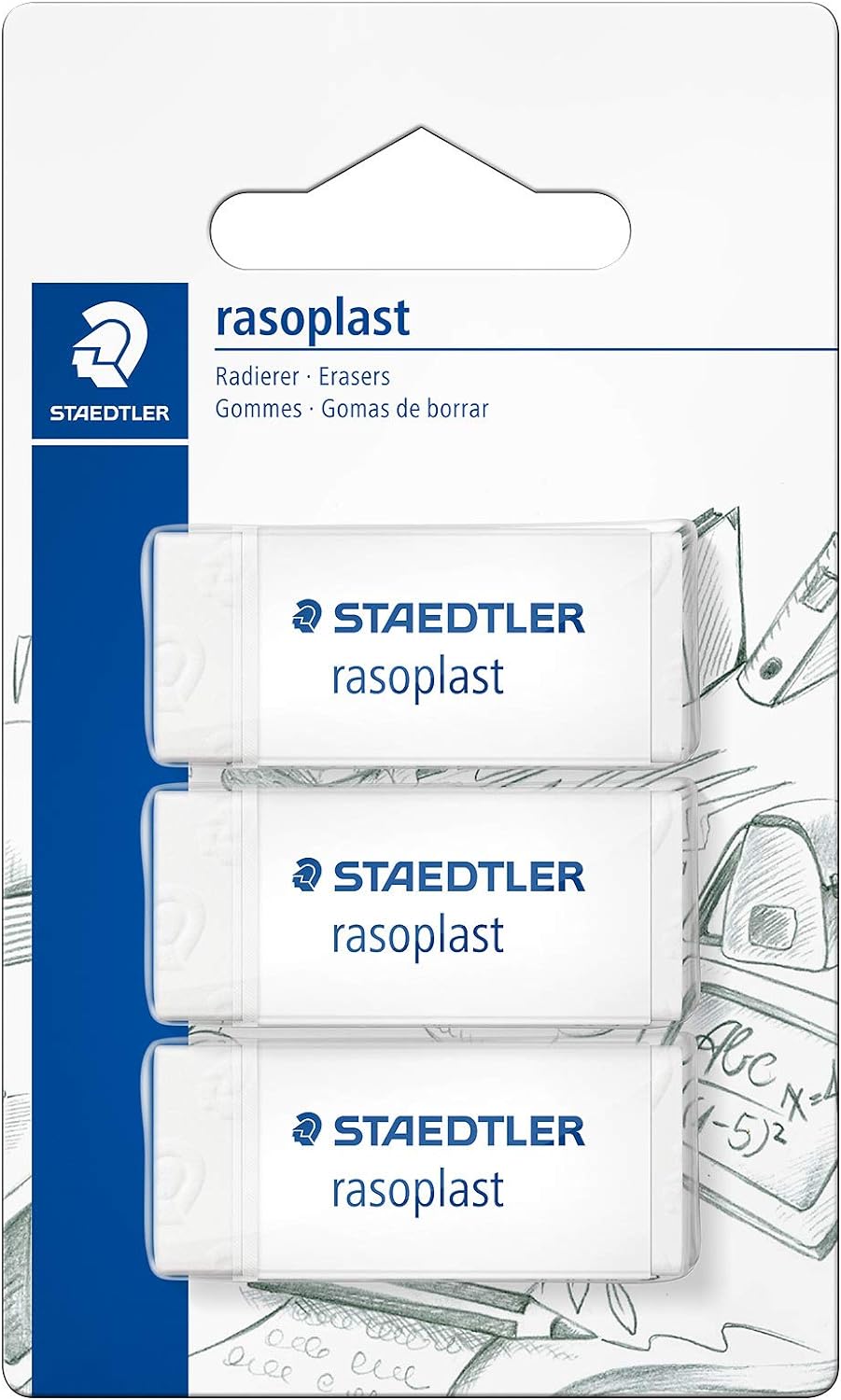 Staedtler Rasoplast 526 B - Blister 3 Gommes Blanches Sans Latex 526 B30