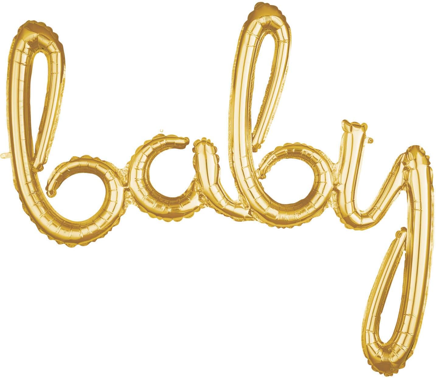 Amscan 3669011 Foil Balloon Baby Gold for Helium or Air Baby Shower