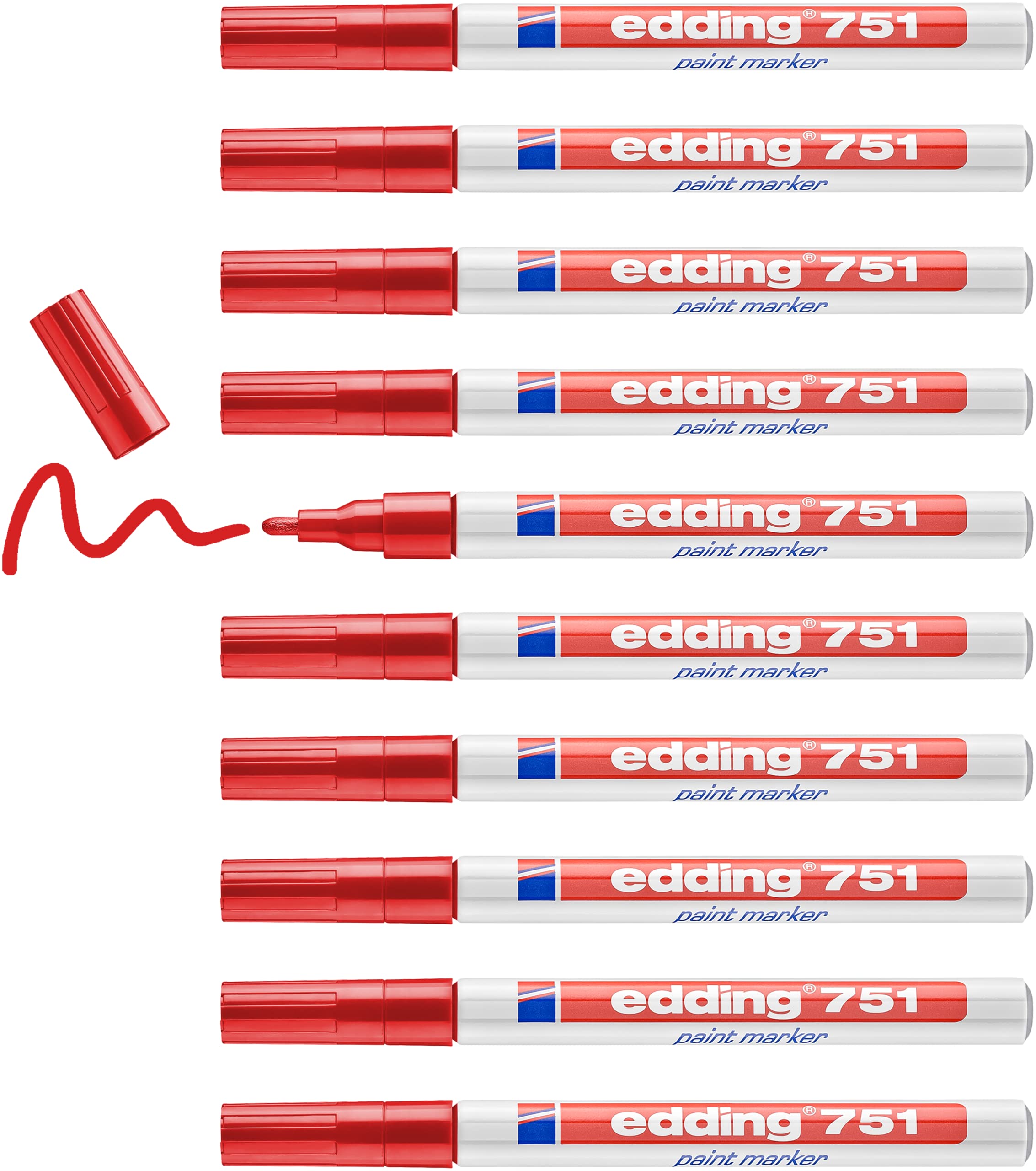 edding 751 marquer peinture - blanc - 10 stylos - pointe ronde 1-2mm - pour dessin, coloriage, scrapbooking - étanche, très opaque