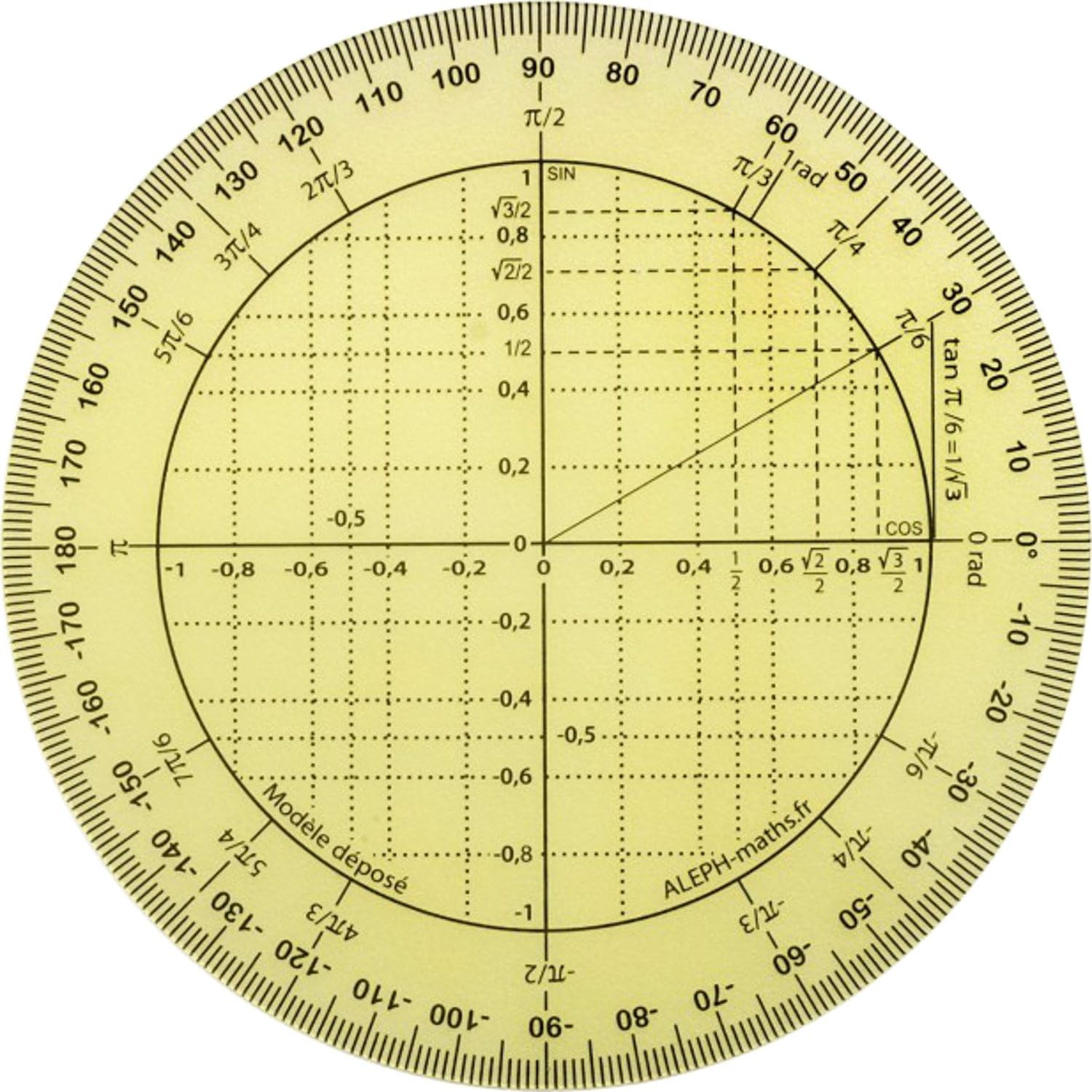 ALEPH Rapporteur trigonométrie Rapporteur circulaire - 11 cm