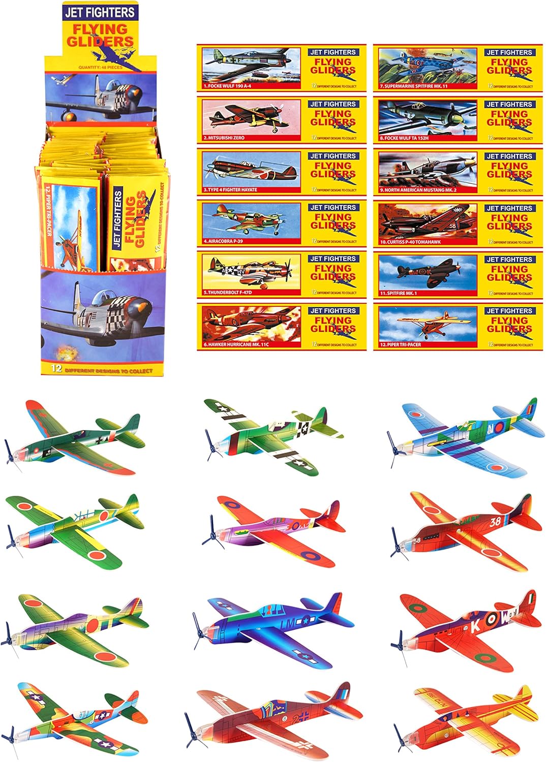 HENBRANDT Pack of 12 Polystyrene Airplane Glider Foam Airplane Toys for Kids Party Bags for Birthdays Small Gifts for Loot Fillers Favors Birthday Gift Child Girl Boy